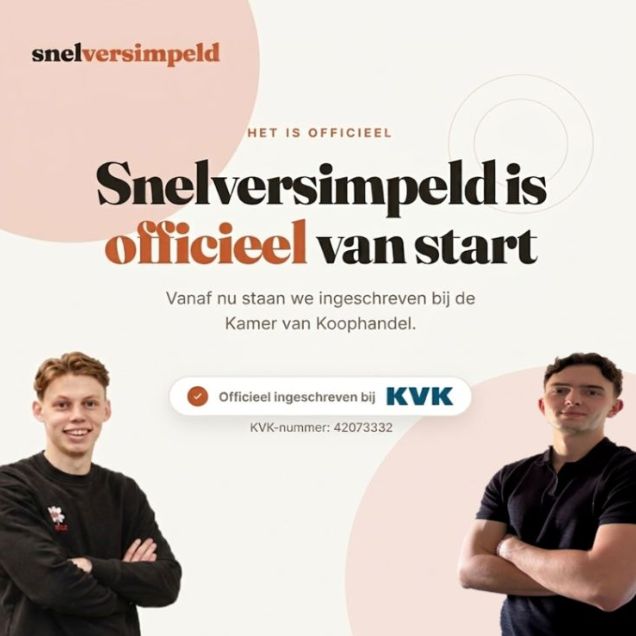 Thom en Thijs: snelversimpeld is officieel ingeschreven bij de KVK
