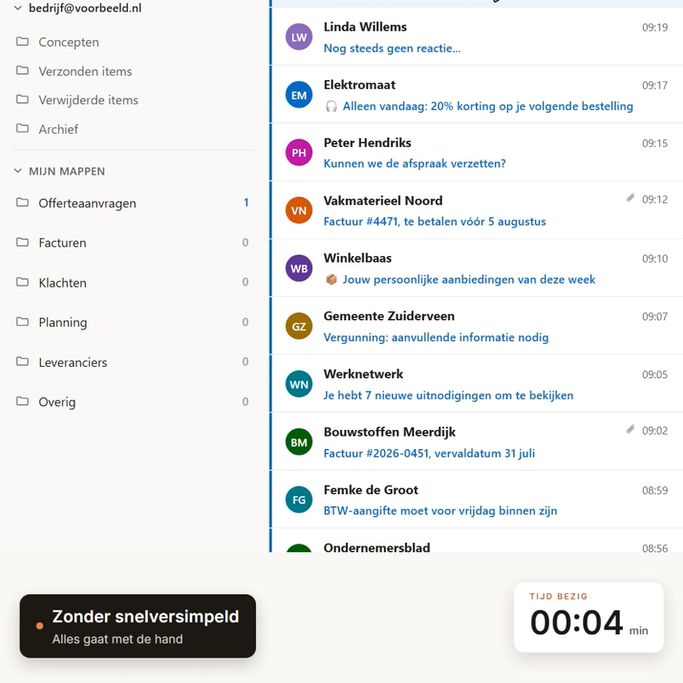 Een Outlook-mailbox vol ongesorteerde mails